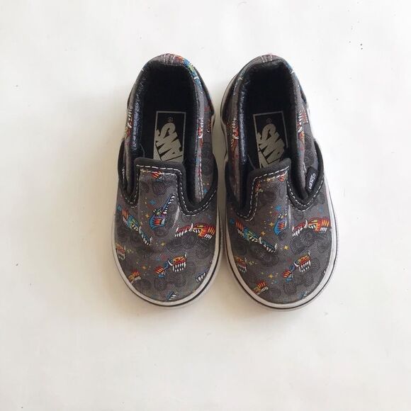 Vans monster truck print slip on shoes GUC - visible wear  size 4-5 toddler - Picture 1 of 10